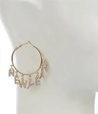 Merry & Bright Happy New Year Dangle Hoop Earrings