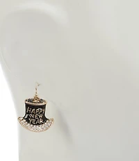 Merry & Bright Happy New Year Hat Drop Earrings