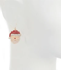 Merry & Bright Happy Santa Face Christmas Drop Earrings