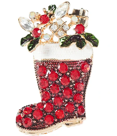Merry & Bright Holly Christmas Stocking Pin