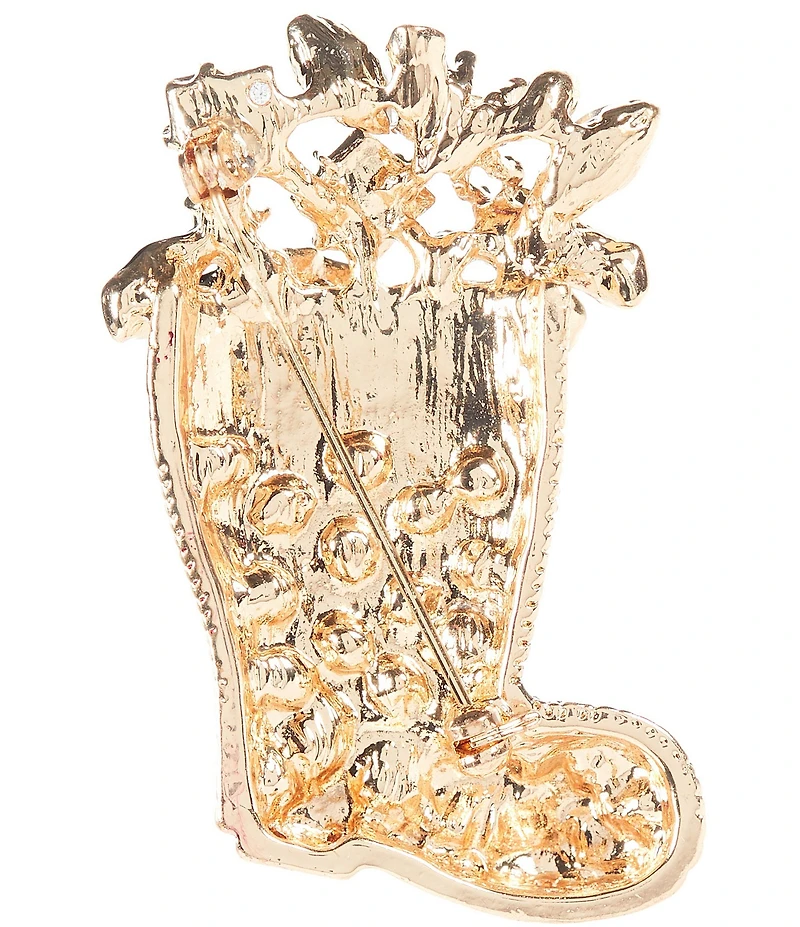 Merry & Bright Holly Christmas Stocking Pin