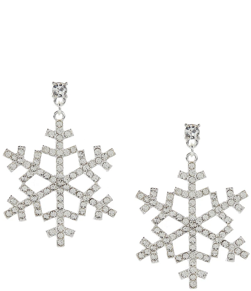 Merry & Bright Large Crystal Snowflake Drop Earrings