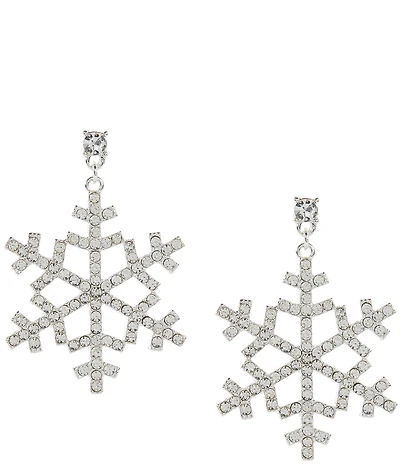 Merry & Bright Large Crystal Snowflake Drop Earrings