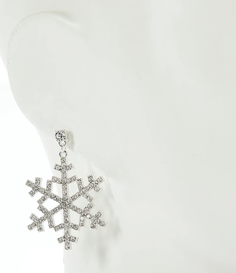 Merry & Bright Large Crystal Snowflake Drop Earrings