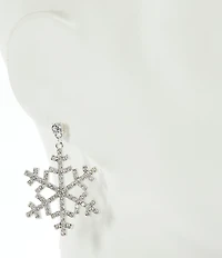 Merry & Bright Large Crystal Snowflake Drop Earrings