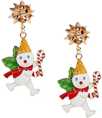 Merry & Bright Mr. Bingle Bow Accent Drop Earrings