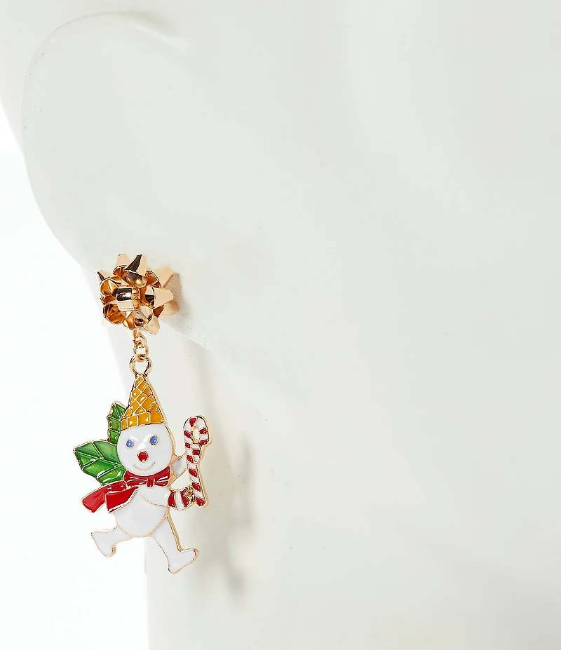 Merry & Bright Mr. Bingle Bow Accent Drop Earrings
