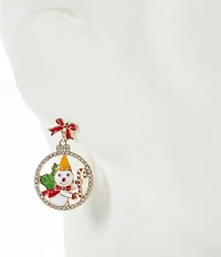 Merry & Bright Mr. Bingle Christmas Ornament Drop Earrings