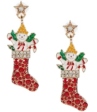 Merry & Bright Mr. Bingle Christmas Stocking Drop Earrings