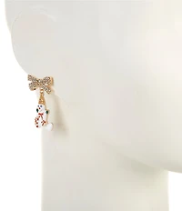 Merry & Bright Mr. Bingle Crystal Pave Christmas Bow Drop Earrings