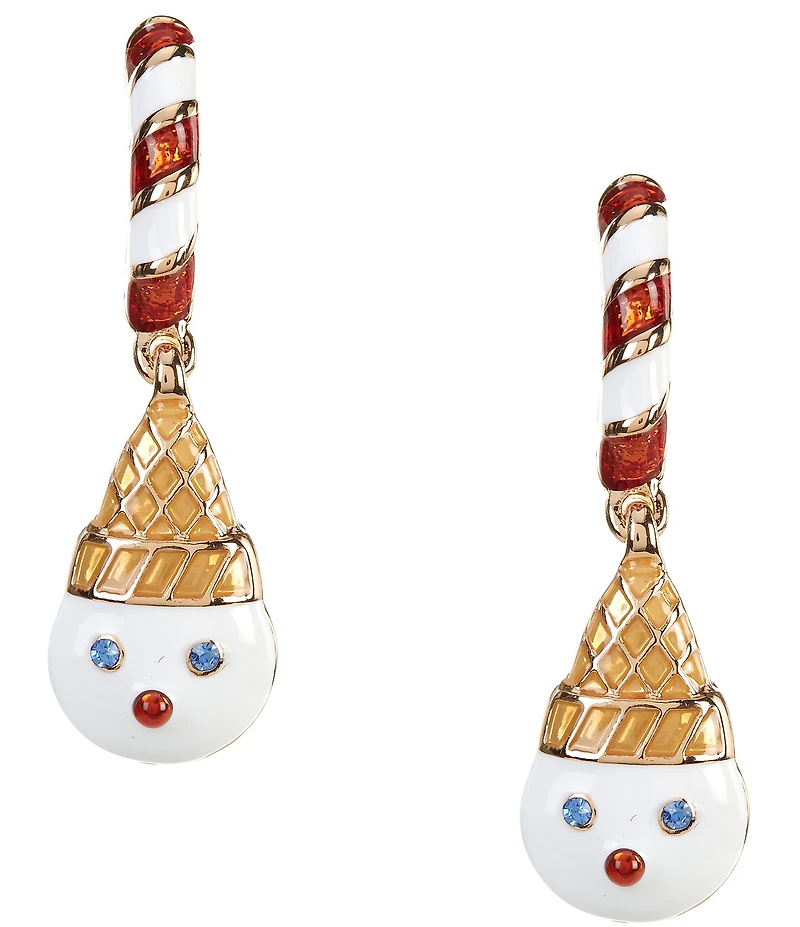 Merry & Bright Mr. Bingle Drop Candy Cane Hoop Earrings
