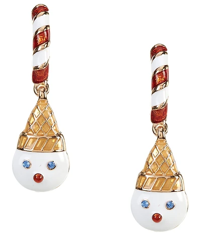 Merry & Bright Mr. Bingle Drop Candy Cane Hoop Earrings