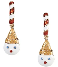 Merry & Bright Mr. Bingle Drop Candy Cane Hoop Earrings