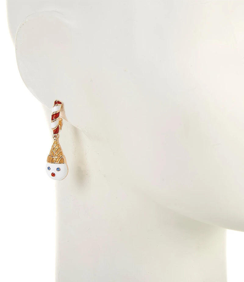Merry & Bright Mr. Bingle Drop Candy Cane Hoop Earrings