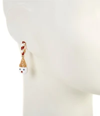 Merry & Bright Mr. Bingle Drop Candy Cane Hoop Earrings