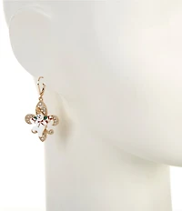 Merry & Bright Mr. Bingle Fleur De Lis Christmas Drop Earrings