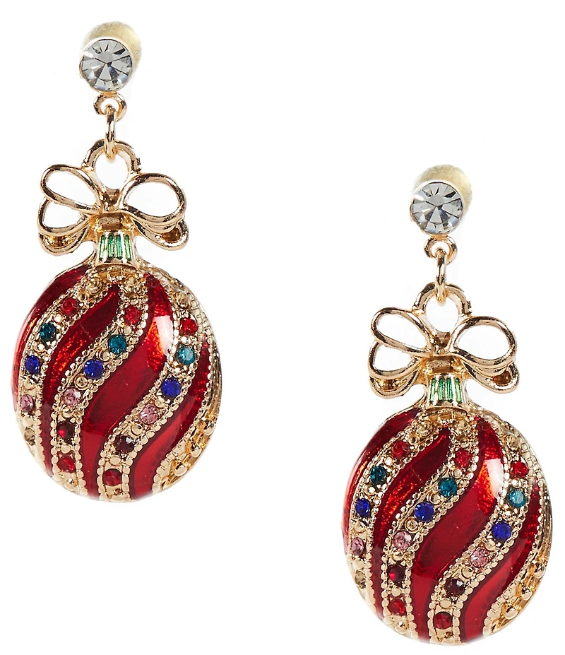 Merry & Bright Pave Christmas Ornament Drop Earrings