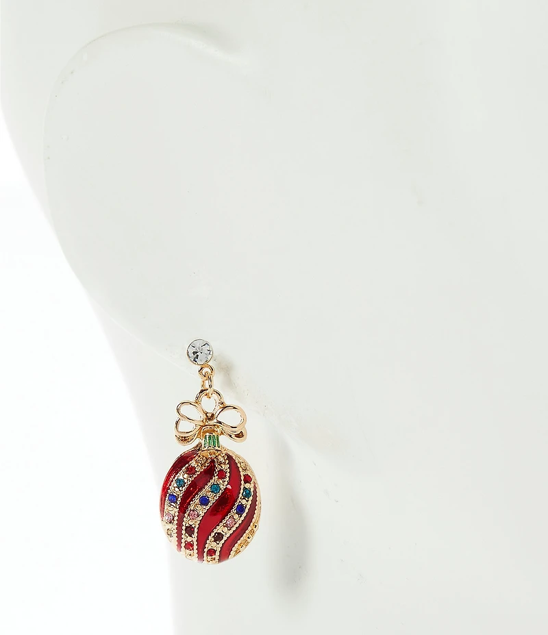 Merry & Bright Pave Christmas Ornament Drop Earrings