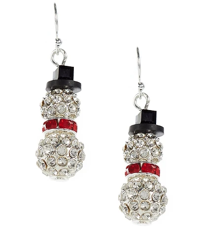 Merry & Bright Pave Snowman Drop Earrings