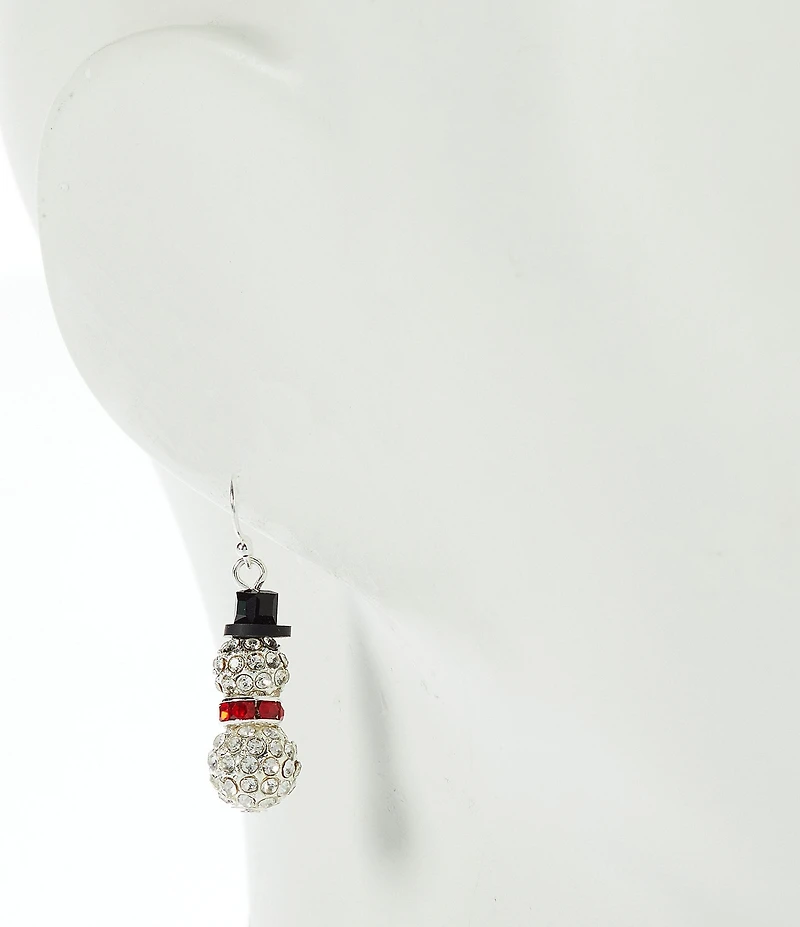 Merry & Bright Pave Snowman Drop Earrings