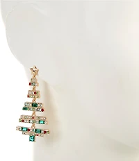 Merry & Bright Pearl & Stone Christmas Tree Drop Earrings