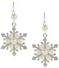 Merry & Bright Pearl Snowflake Drop Earrings
