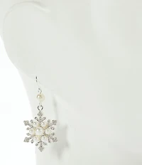 Merry & Bright Pearl Snowflake Drop Earrings
