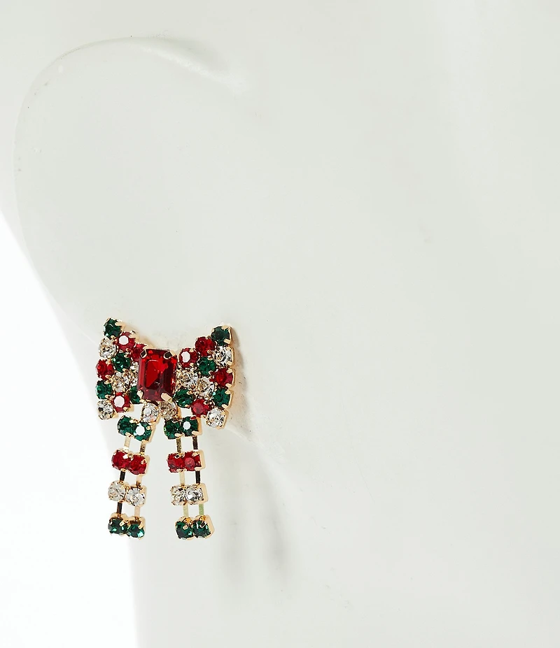 Merry & Bright Red Christmas Bow Drop Earrings