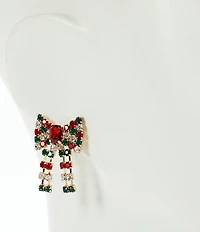 Merry & Bright Red Christmas Bow Drop Earrings
