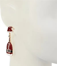 Merry & Bright Santa Christmas Champagne Bottle Drop Earrings