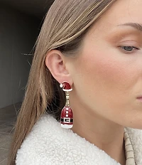 Merry & Bright Santa Christmas Champagne Bottle Drop Earrings
