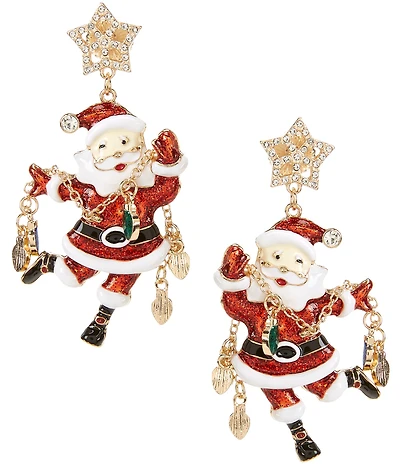 Merry & Bright Santa Christmas Lights Drop Earrings