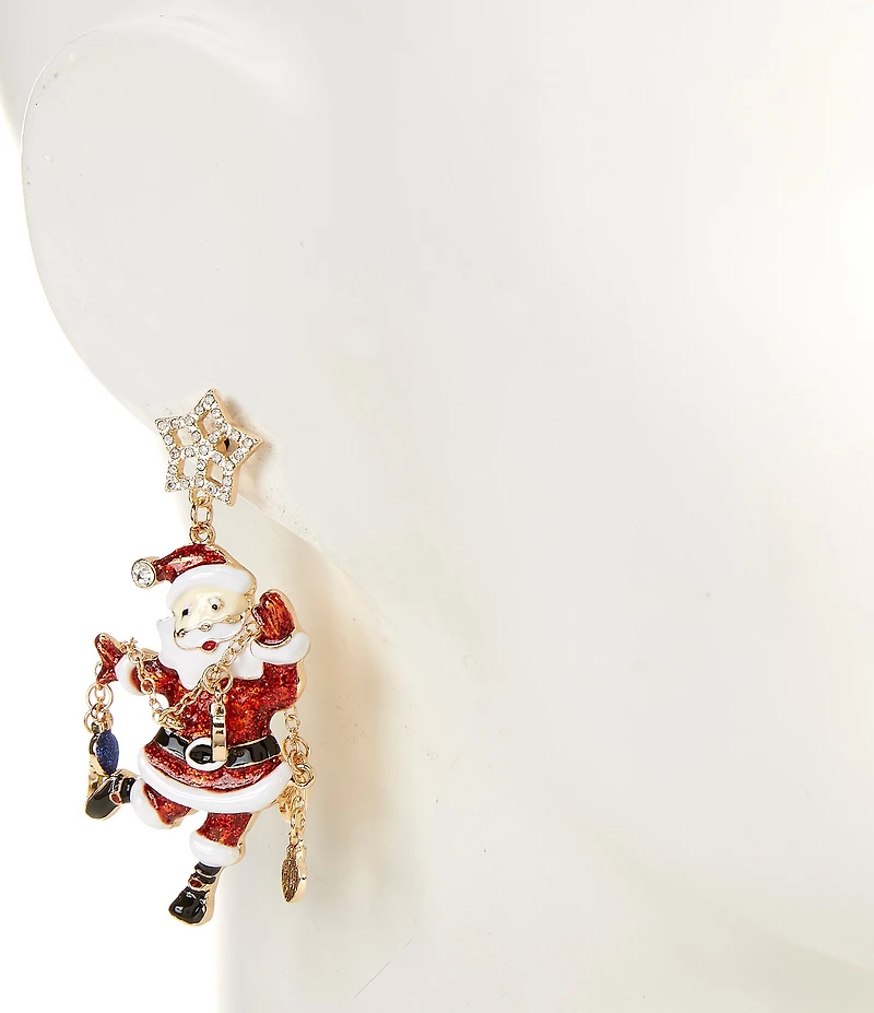 Merry & Bright Santa Christmas Lights Drop Earrings