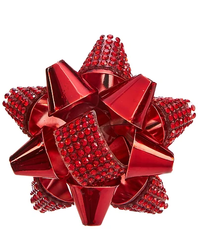 Merry & Bright Siam Pave Christmas Gift Bow Pin