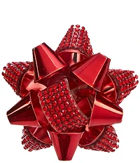 Merry & Bright Siam Pave Christmas Gift Bow Pin