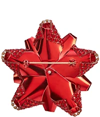 Merry & Bright Siam Pave Christmas Gift Bow Pin
