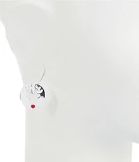 Merry & Bright Siam Stone Christmas Reindeer Disc Drop Earrings