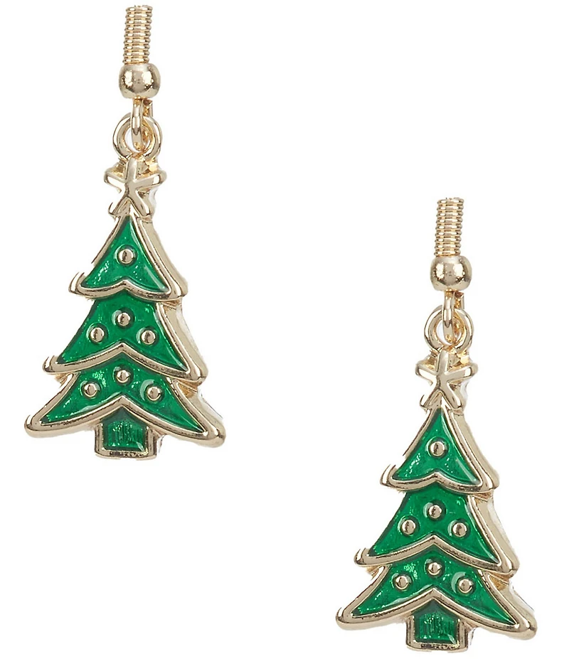 Merry & Bright Small Enamel Christmas Tree Drop Earrings