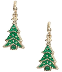 Merry & Bright Small Enamel Christmas Tree Drop Earrings