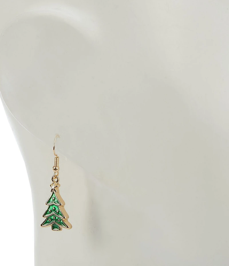 Merry & Bright Small Enamel Christmas Tree Drop Earrings