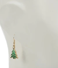 Merry & Bright Small Enamel Christmas Tree Drop Earrings