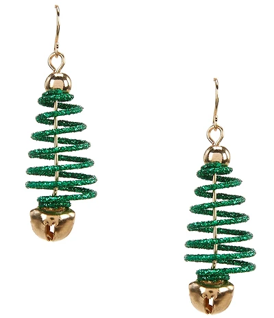 Merry & Bright Spiral Glitter Christmas Tree Drop Earrings