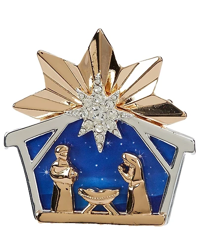 Merry & Bright Starry Blue Sky Christmas Nativity Pin