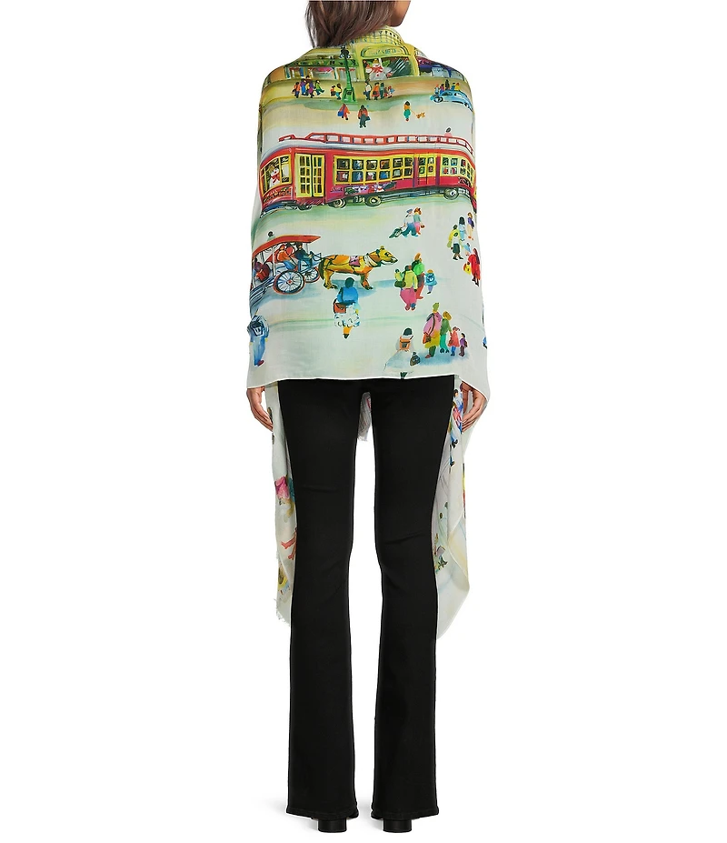 Merry & Bright Mr. Bingle Town Scene Scarf Wrap