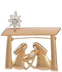 Merry & Bright Two Tone Christmas Nativity Scene Pin