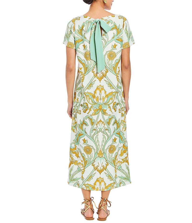 Mestiza New York Adria Convertible Stretch Crepe Bow Tie Detail Midi Dress