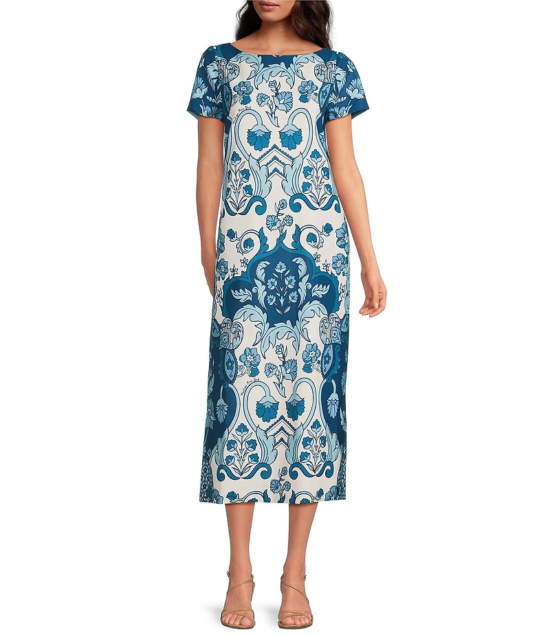 Mestiza New York Adria Reversible Boat Neck Bow Detail Pocketed Column Dress