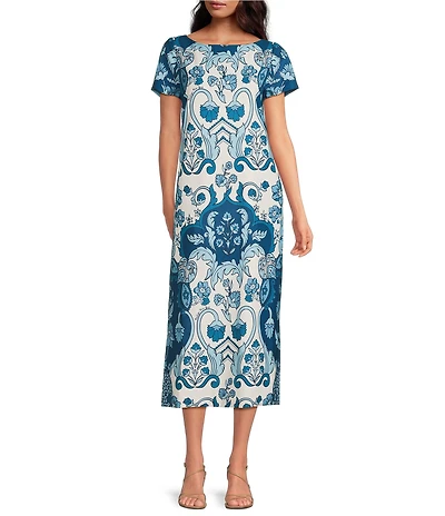 Mestiza New York Adria Reversible Boat Neck Bow Detail Pocketed Column Dress
