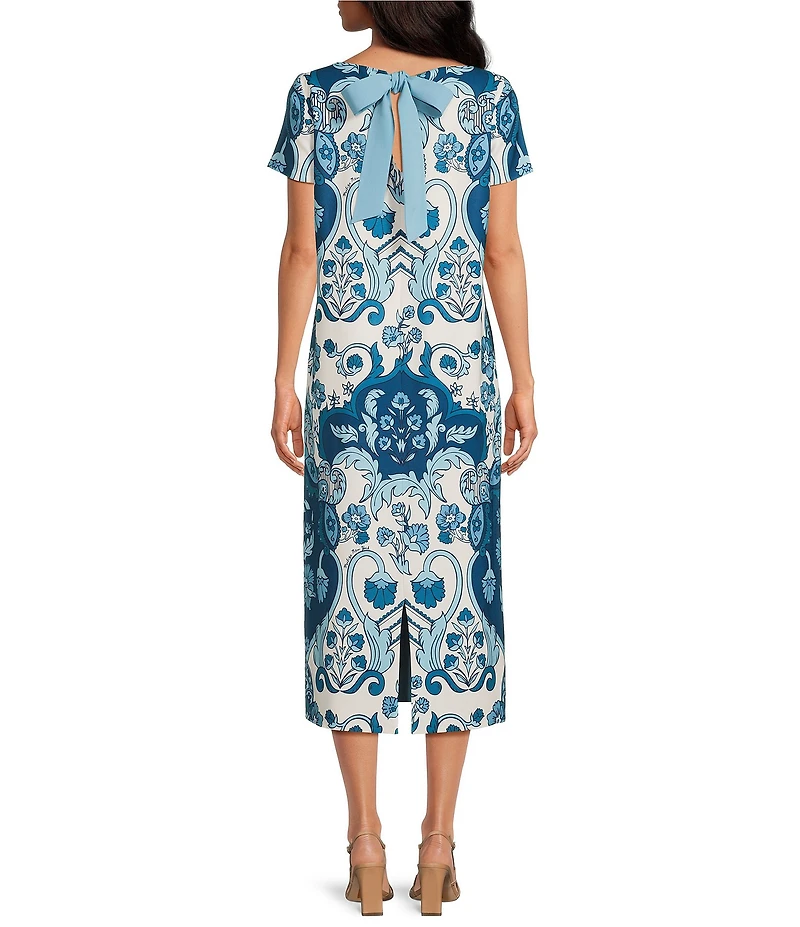 Mestiza New York Adria Reversible Boat Neck Bow Detail Pocketed Column Dress
