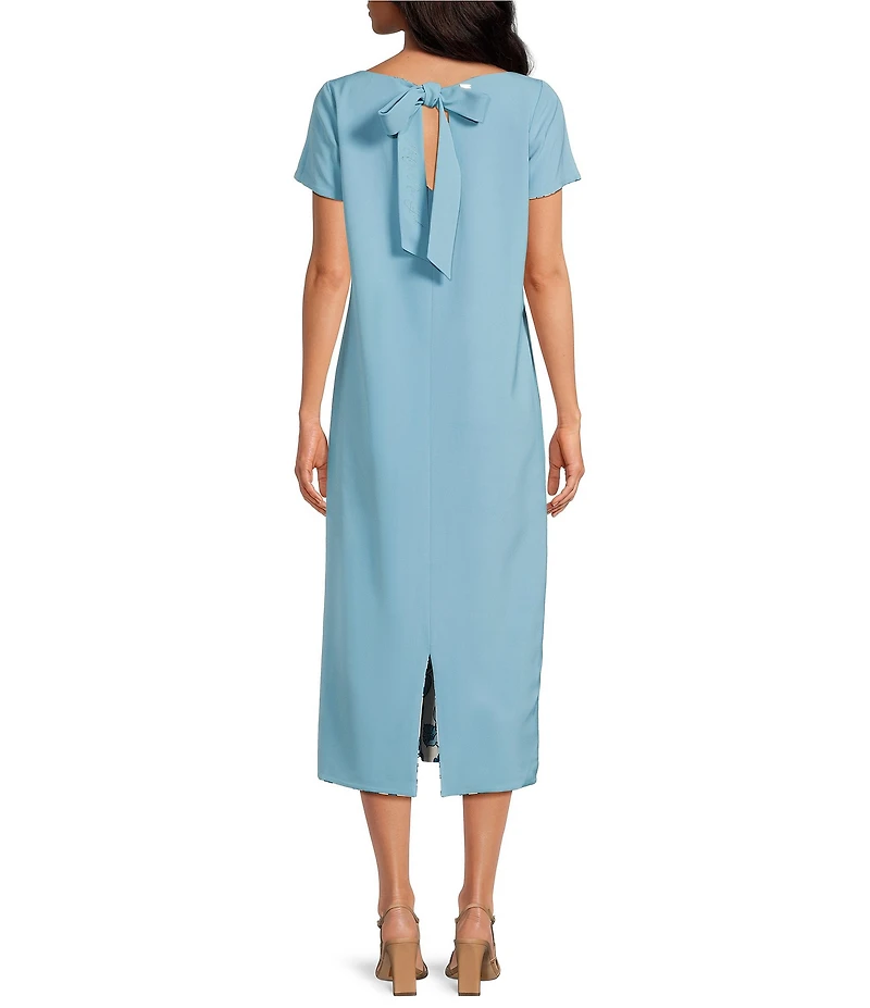 Mestiza New York Adria Reversible Boat Neck Bow Detail Pocketed Column Dress